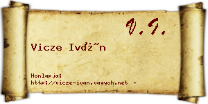 Vicze Iván névjegykártya